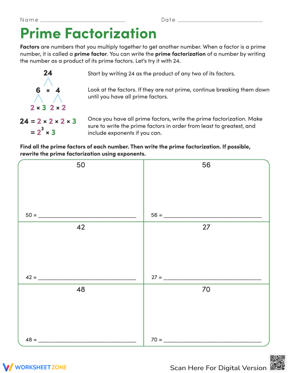 Prime Factorization - Page 1