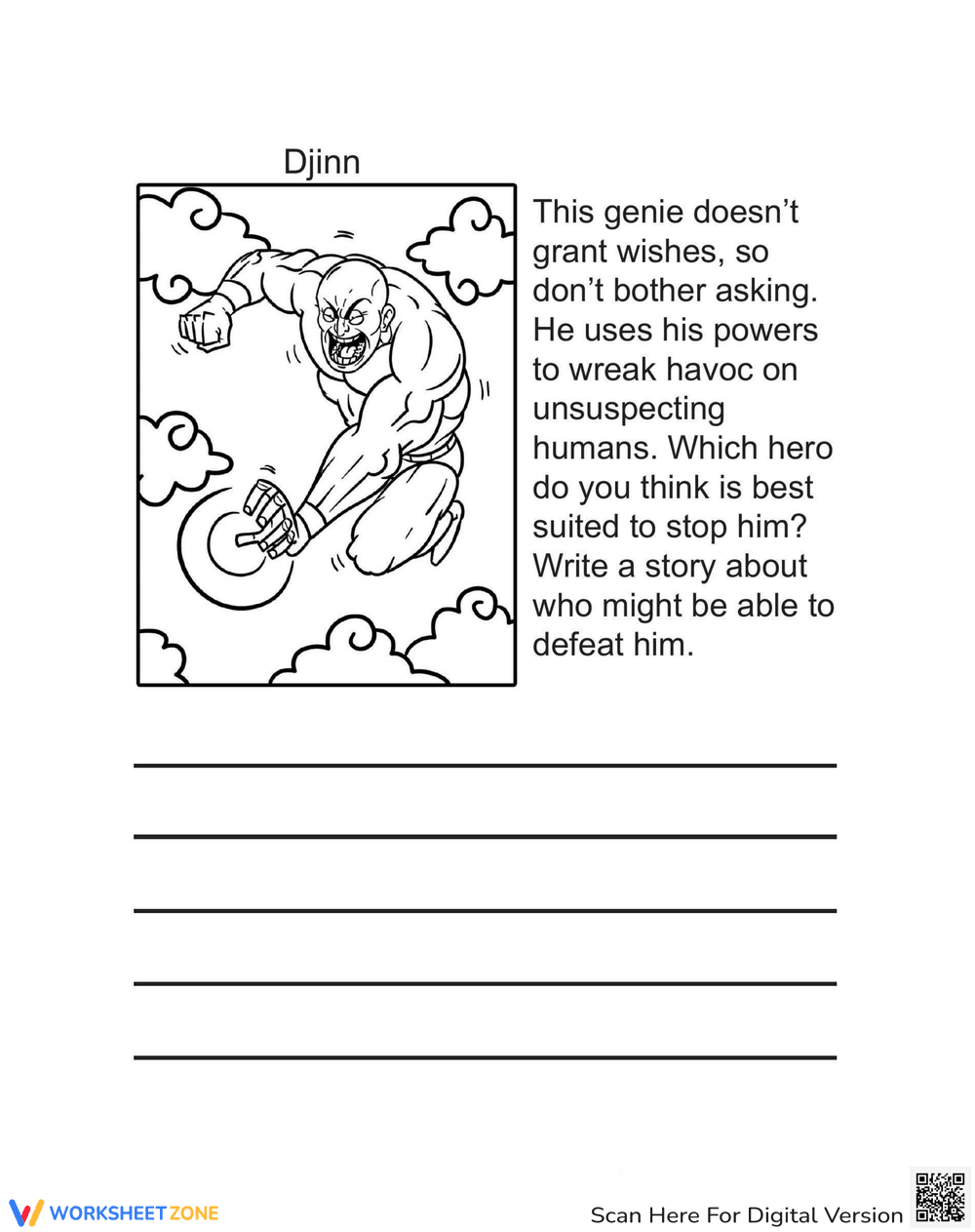 Stop the Evil Genie: Problem Solving Worksheet - Page 1