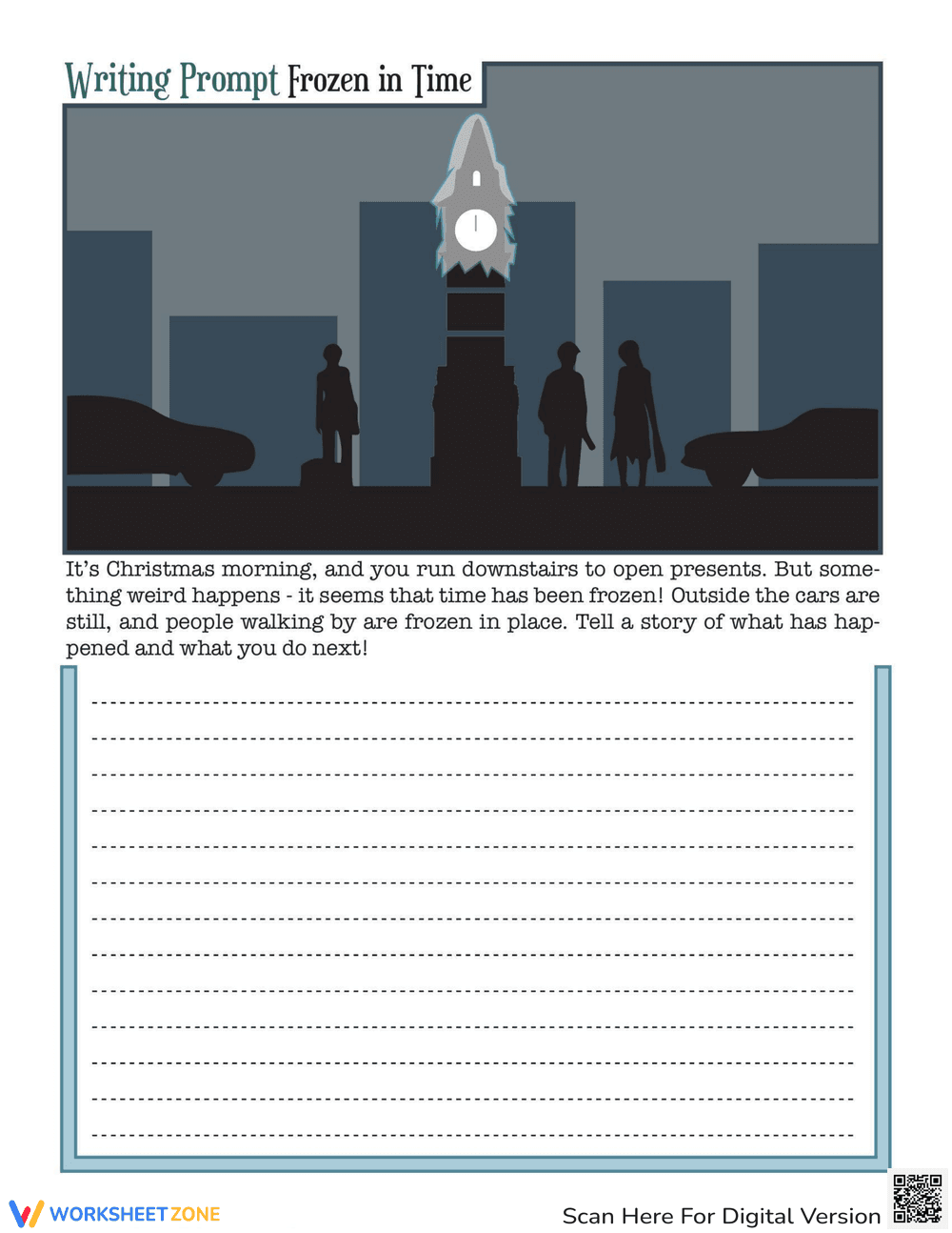 Frozen in Time Creative Writing Worksheet - Page 1