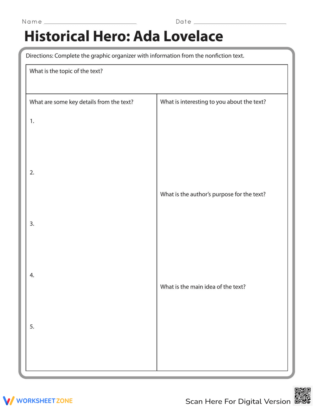 Ada Lovelace Biography Reading Worksheet - Page 2