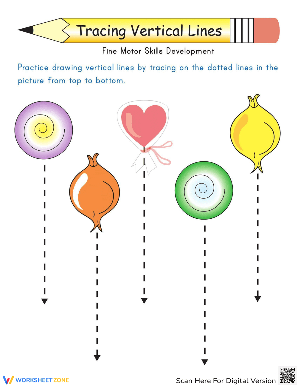 Vertical Lines: Drawing Downward - Page 1