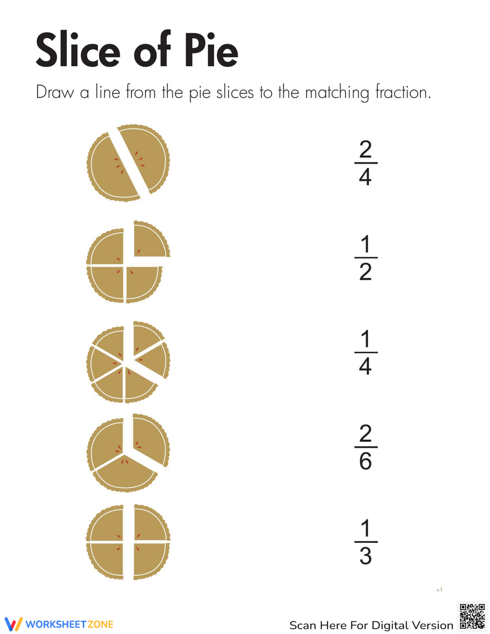 Understanding Fractions: Pie Chart Worksheet - Page 1
