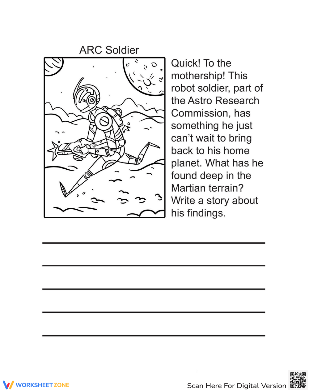Creative Writing: Space Mission Worksheet - Page 1