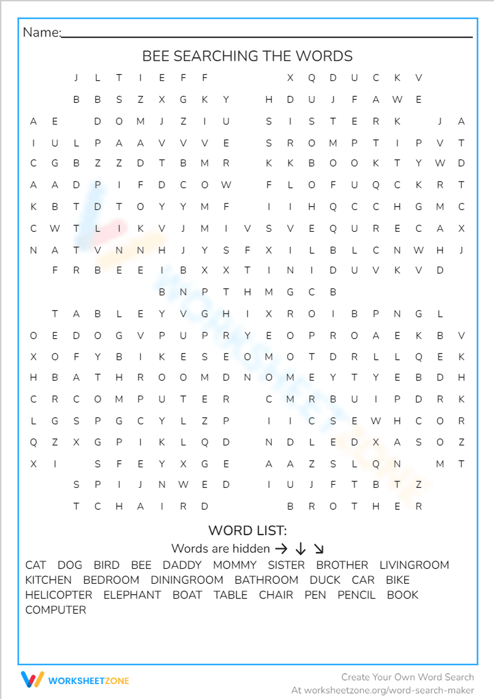 BEE SEARCHING THE WORDS - Page 1