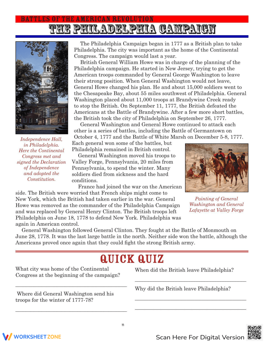 The Philadelphia Campaign Worksheet - Page 1