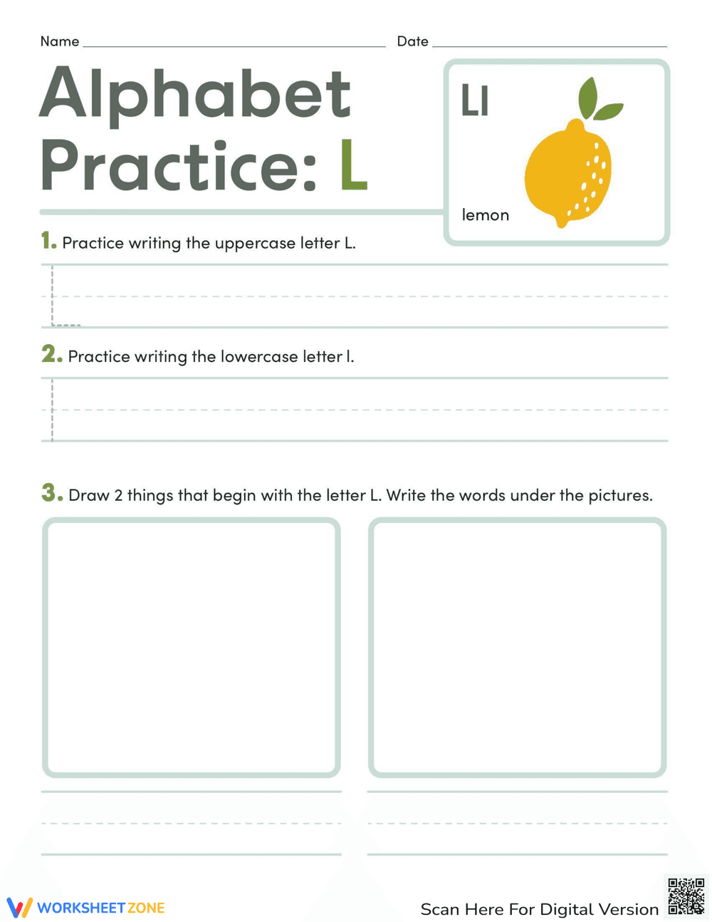 Preschool Learning Alphabet Letter L - Page 1