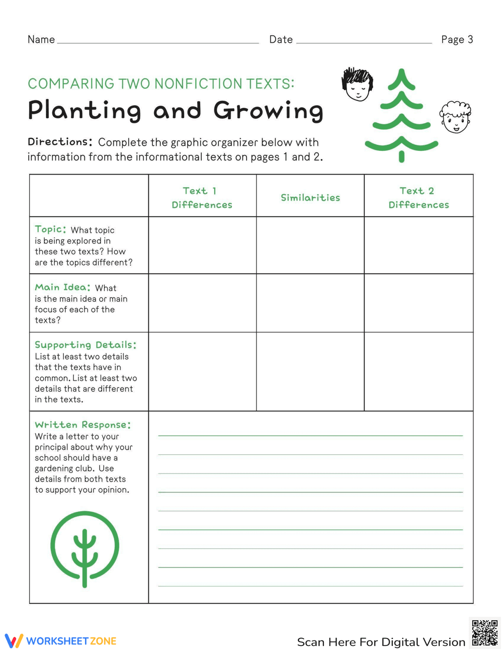 Comparing Texts: Planting and Growing Worksheet - Page 3