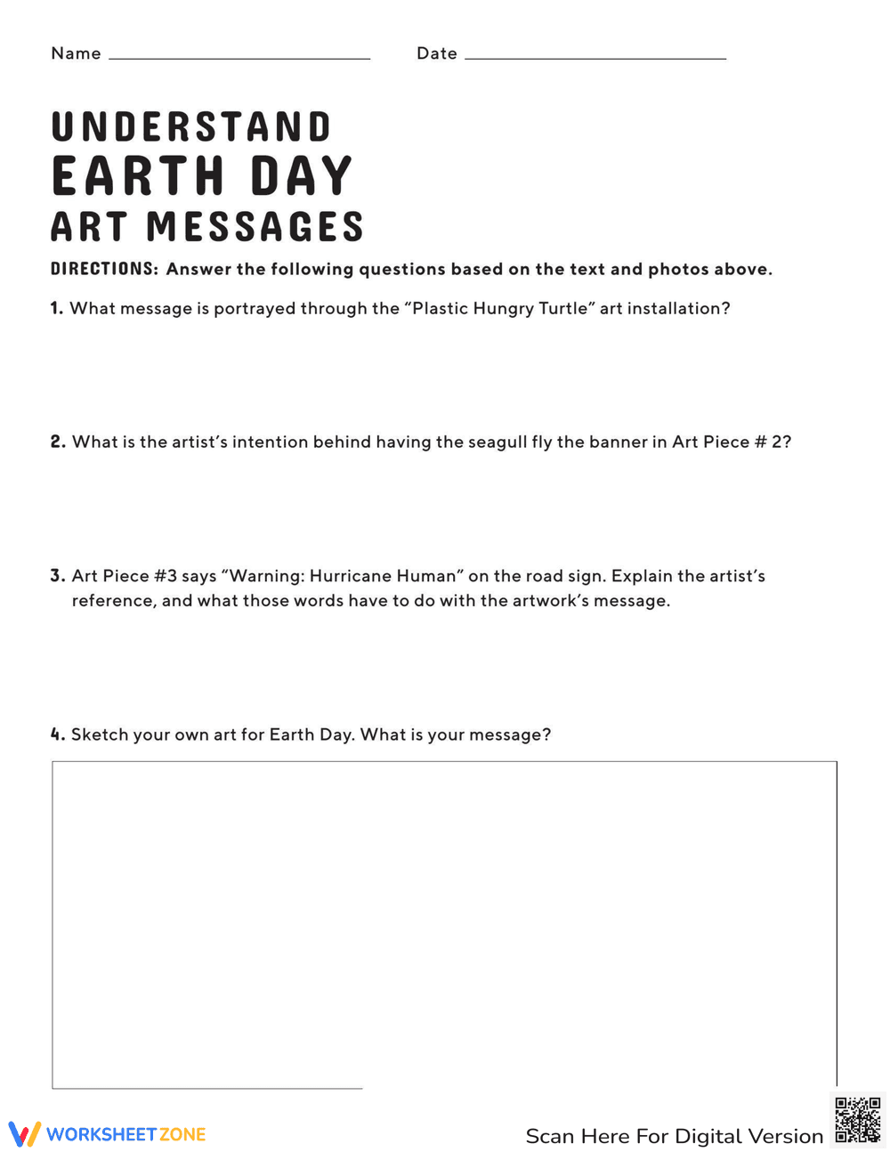 Earth Day Art Messages Worksheet - Page 3