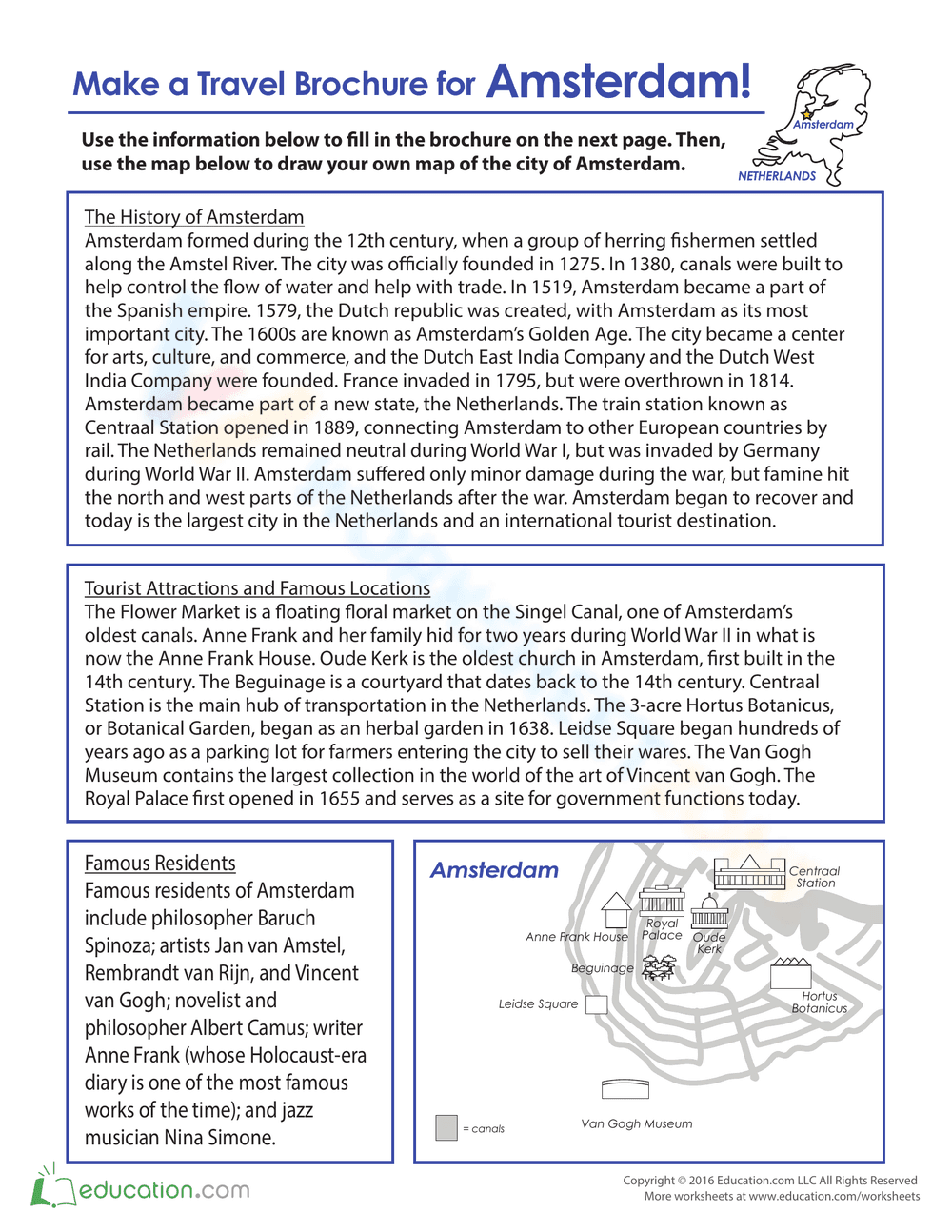 Create Your Own Travel Brochure: Amsterdam - Page 1