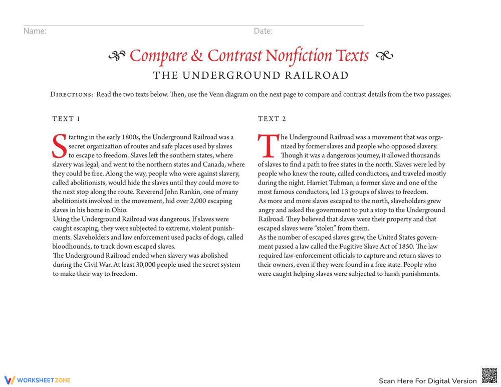 Compare and Contrast: The Underground Railroad - Page 1