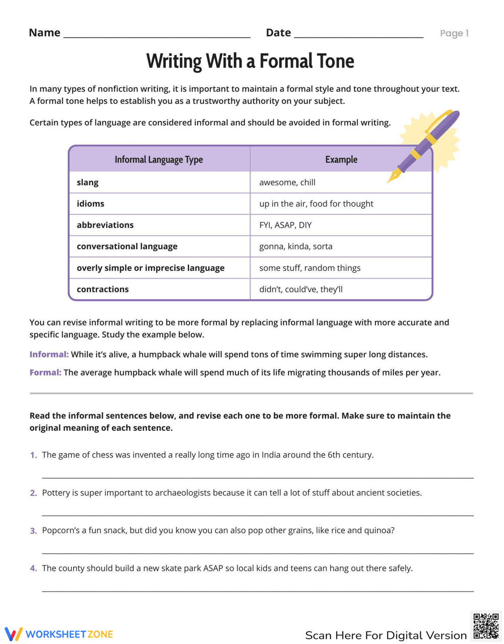 Writing With a Formal Tone - Page 1