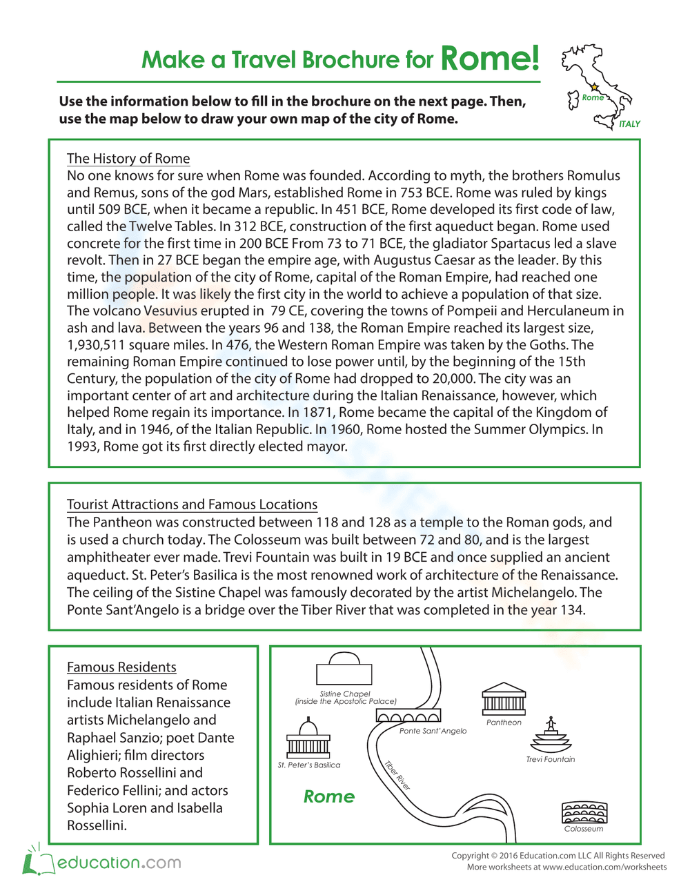 Create a Travel Brochure for Rome - Page 1