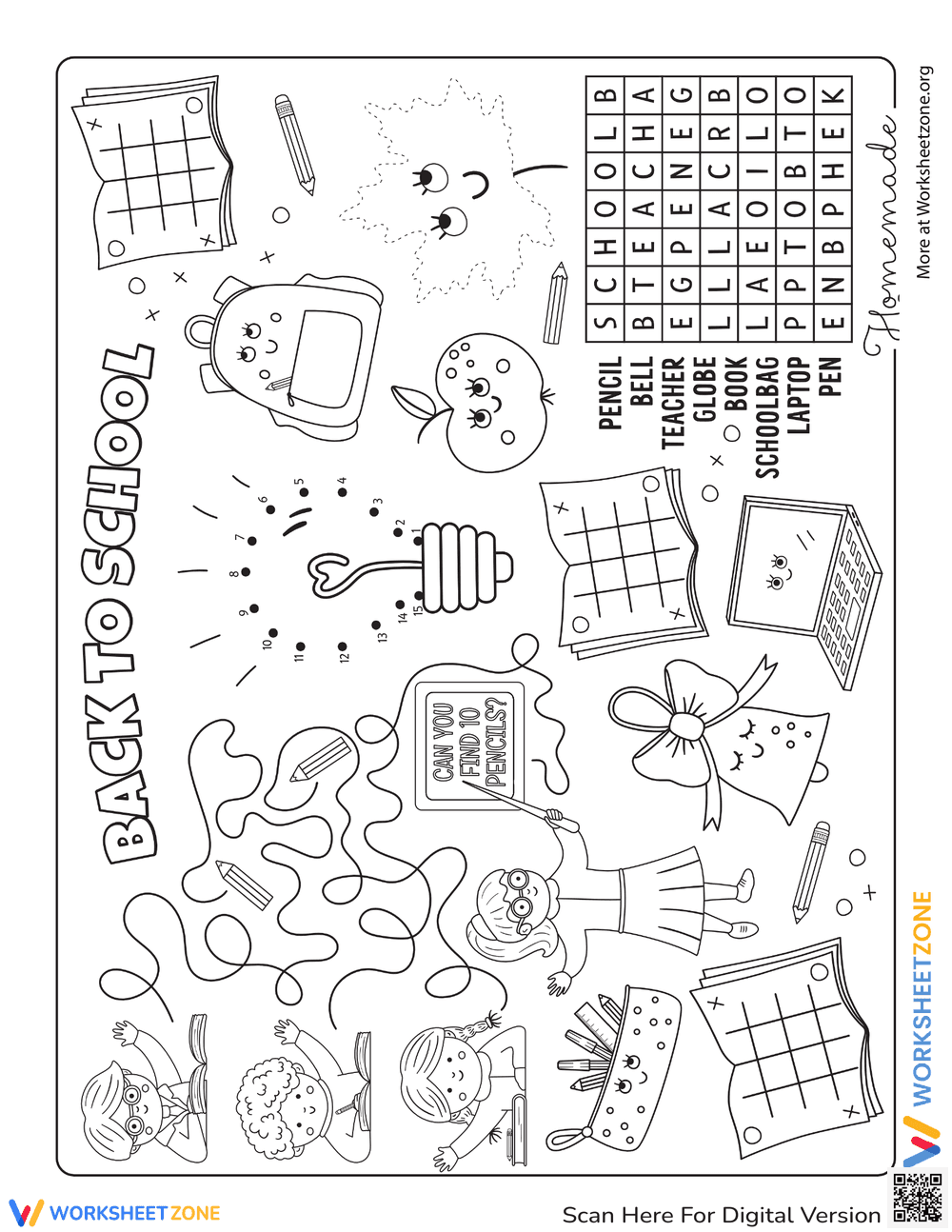 Back to School Coloring Page Activity Sheet - Page 1