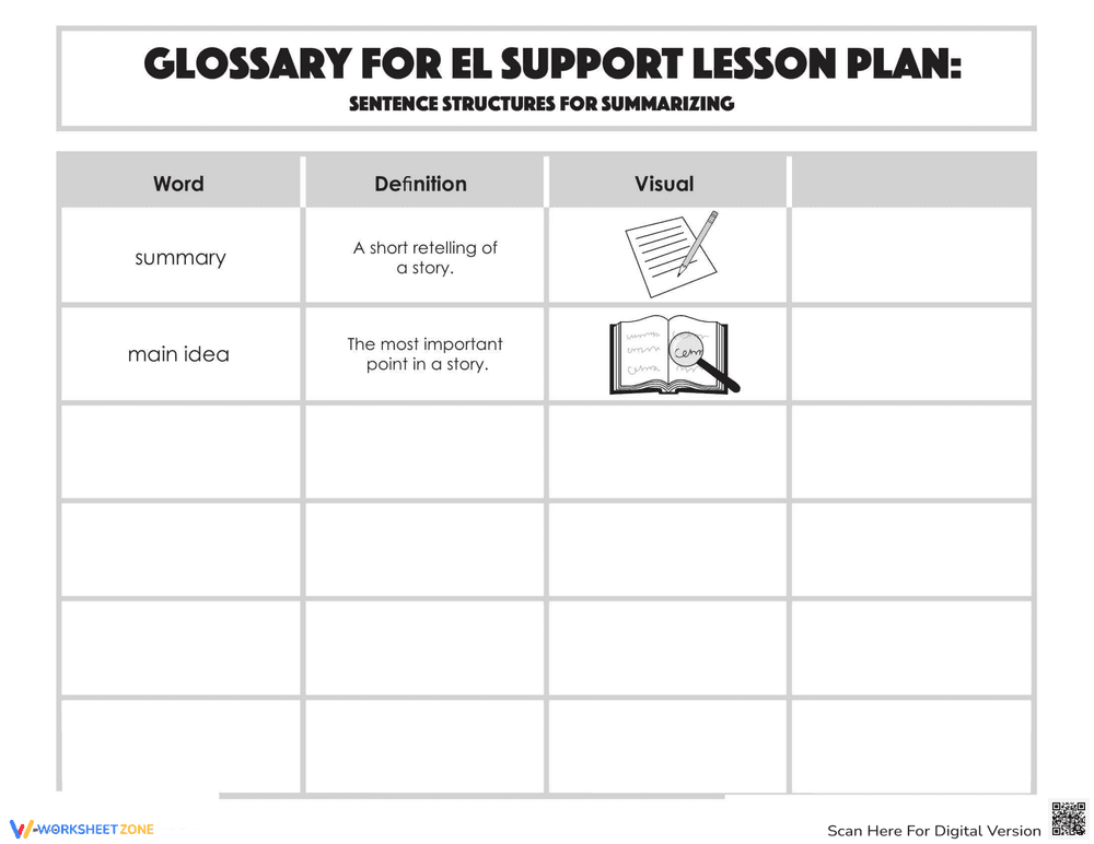 Glossary: Sentence Structures for Summarizing - Page 1