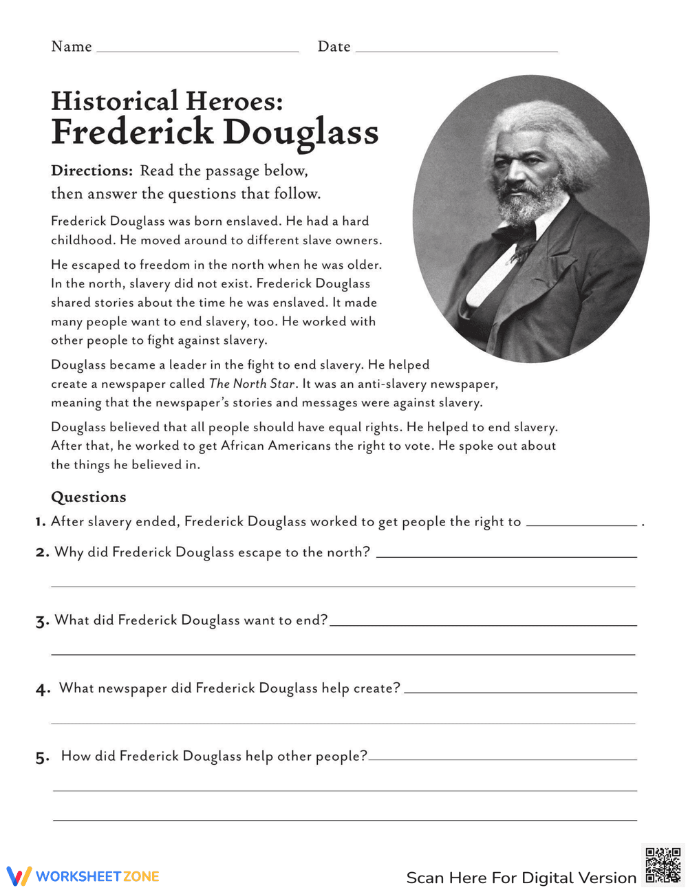 Learn About Frederick Douglass: Historical Heroes - Page 1