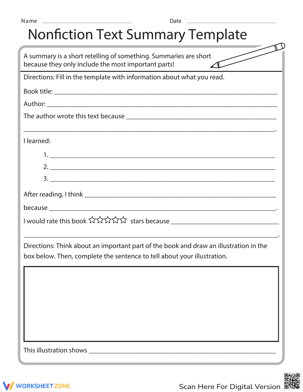 Nonfiction Text Summary Template - Page 1