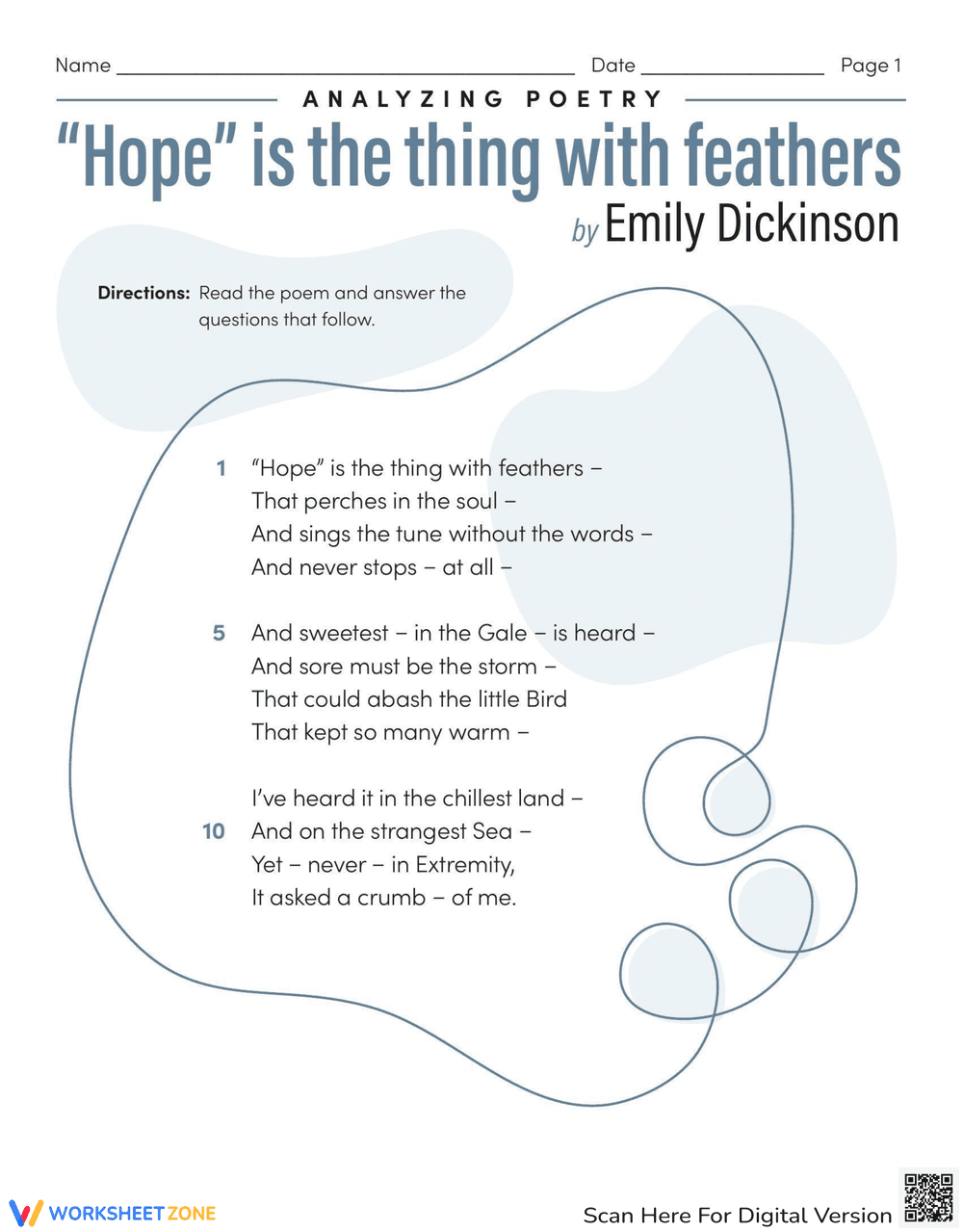 Hope is the Thing with Feathers: Poetry Analysis - Page 1