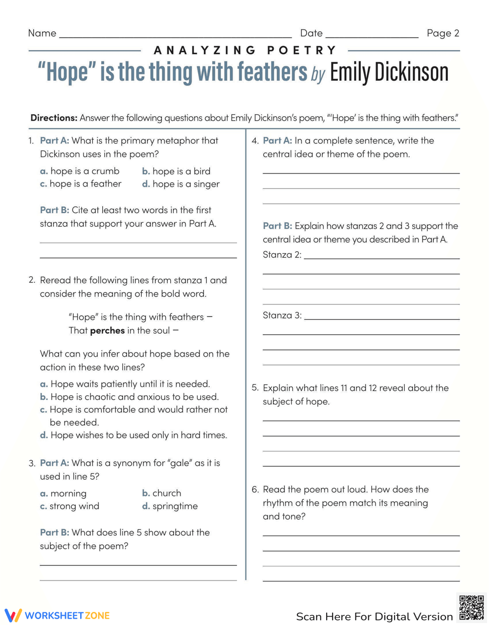 Hope is the Thing with Feathers: Poetry Analysis - Page 2