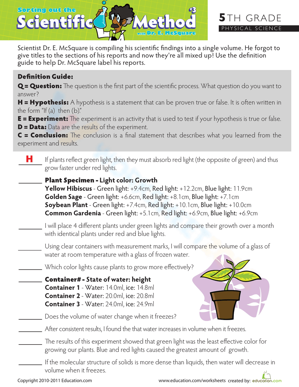 Sort Scientific Method Worksheet - Page 1