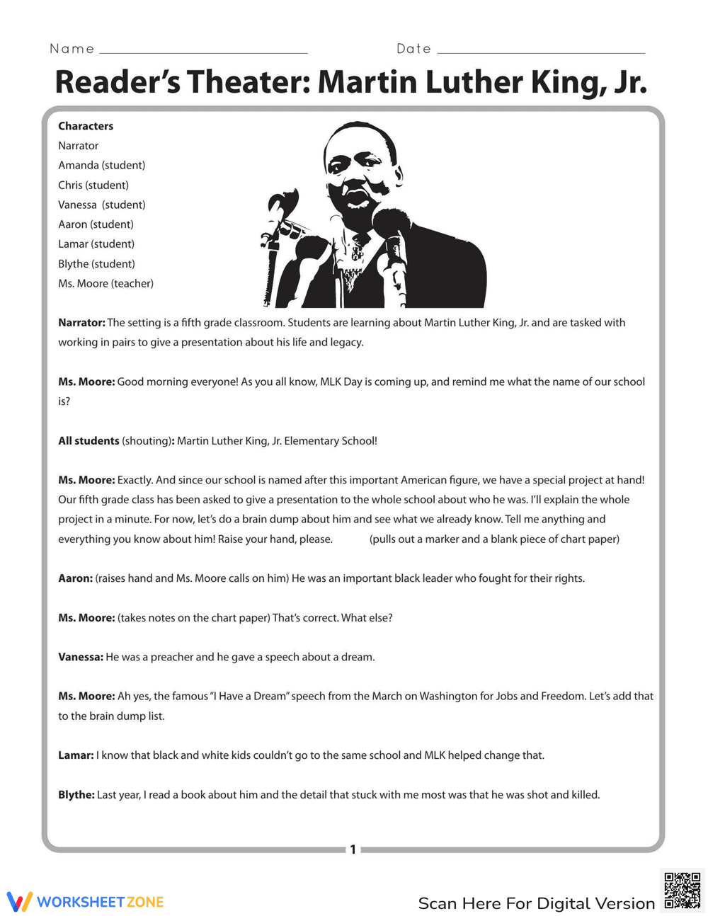 Readers Theater: Martin Luther King Jr. Script - Page 1