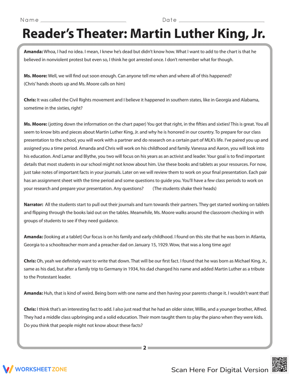 Readers Theater: Martin Luther King Jr. Script - Page 2