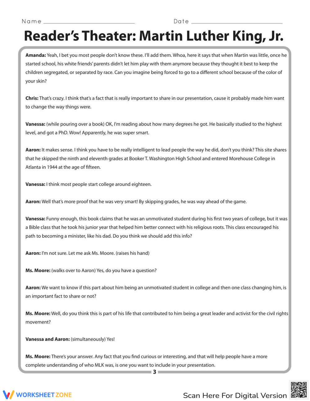 Readers Theater: Martin Luther King Jr. Script - Page 3