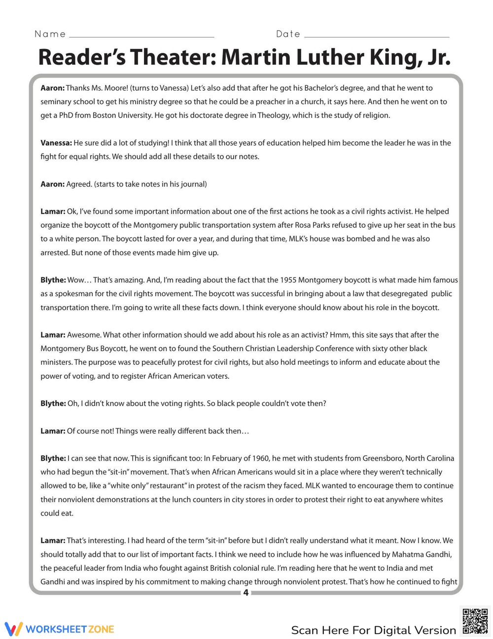 Readers Theater: Martin Luther King Jr. Script - Page 4