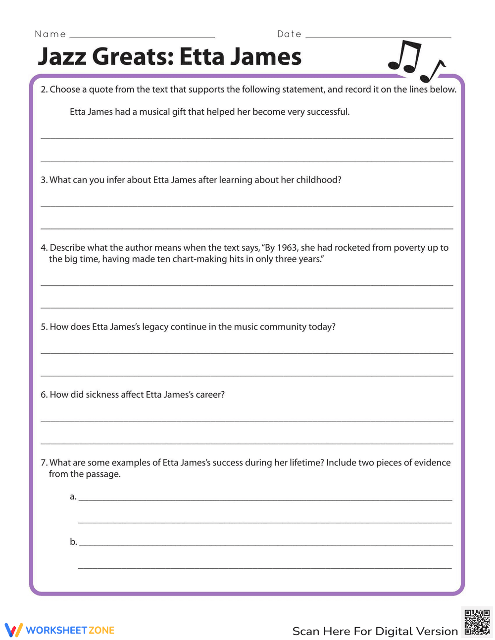 Learn About Etta James Worksheet - Page 2