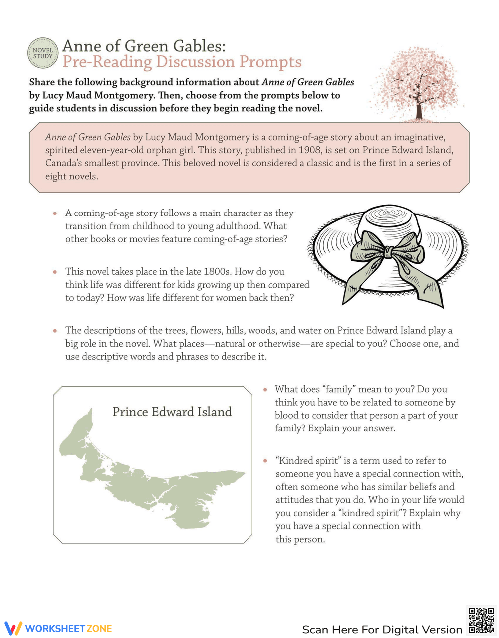 Anne of Green Gables Pre-Reading Discussion Prompts - Page 1