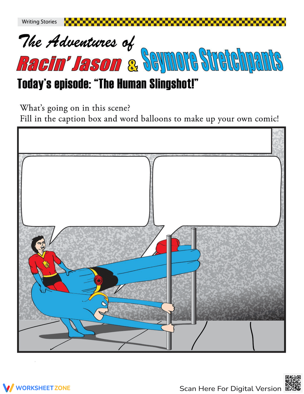 Write Your Own Superhero Comic Strip Worksheet - Page 1