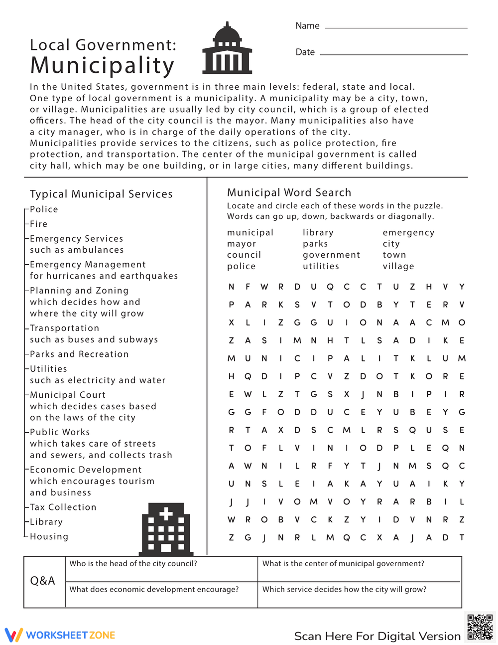 Understanding Local Government Worksheet - Page 1