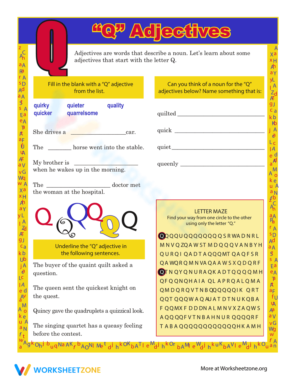 Adjectives Describing Words that Start with Q - Page 1