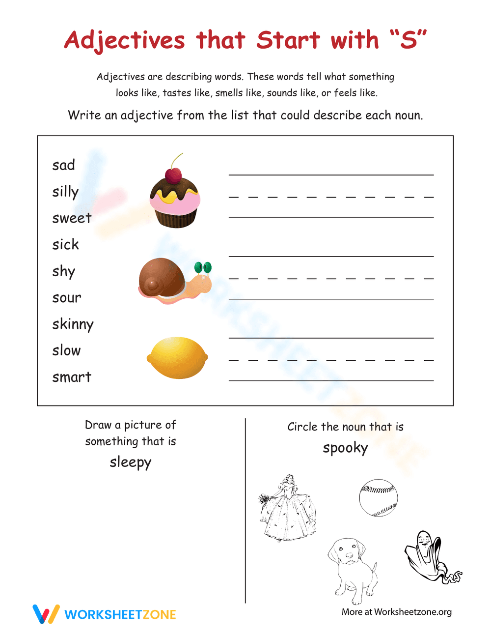Start learning adjectives with this Worksheet - Page 1