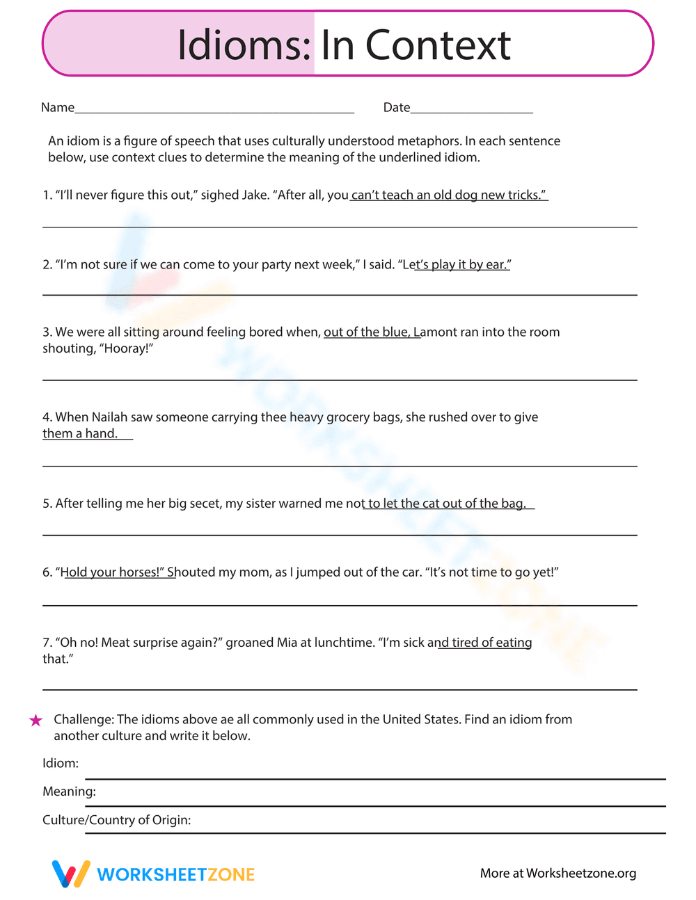 Understand Idioms in Context - Page 1