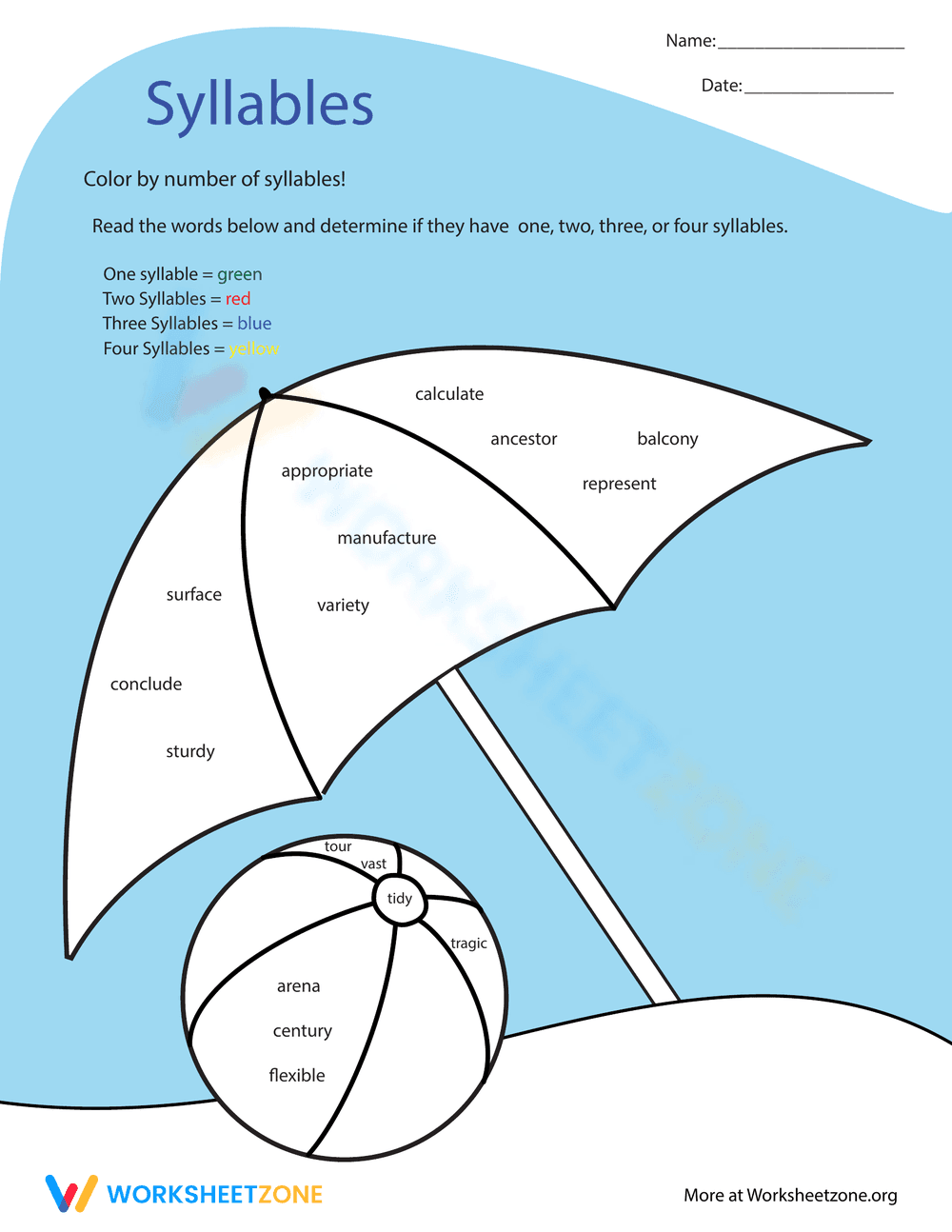 Syllable Practice Worksheet - Page 1