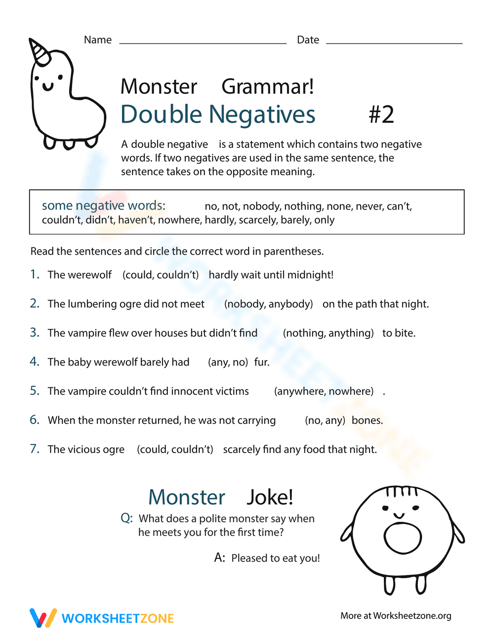 Avoid Double Negatives in Sentences - Page 1