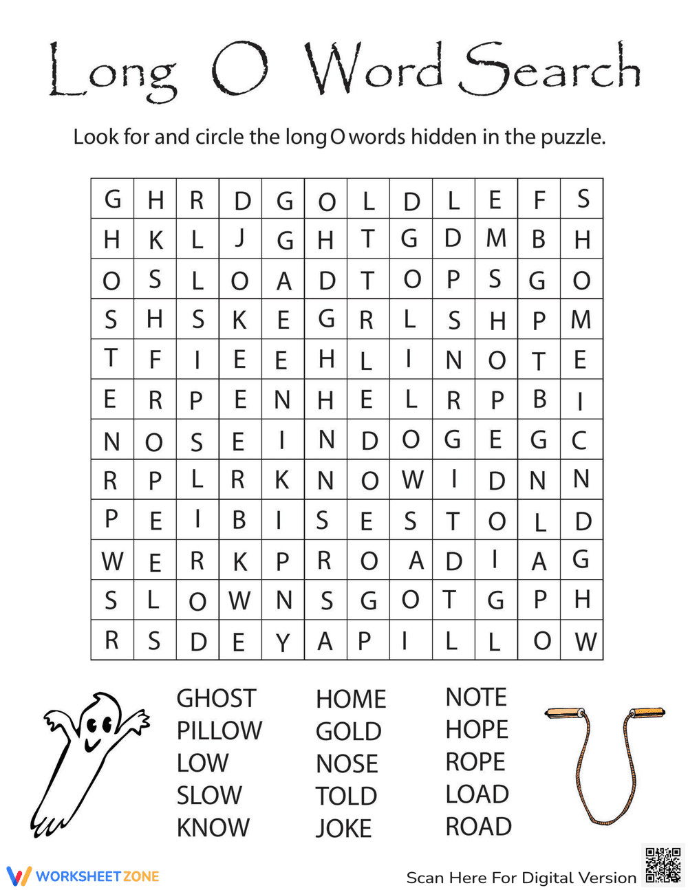 Long O Word Search - Page 1