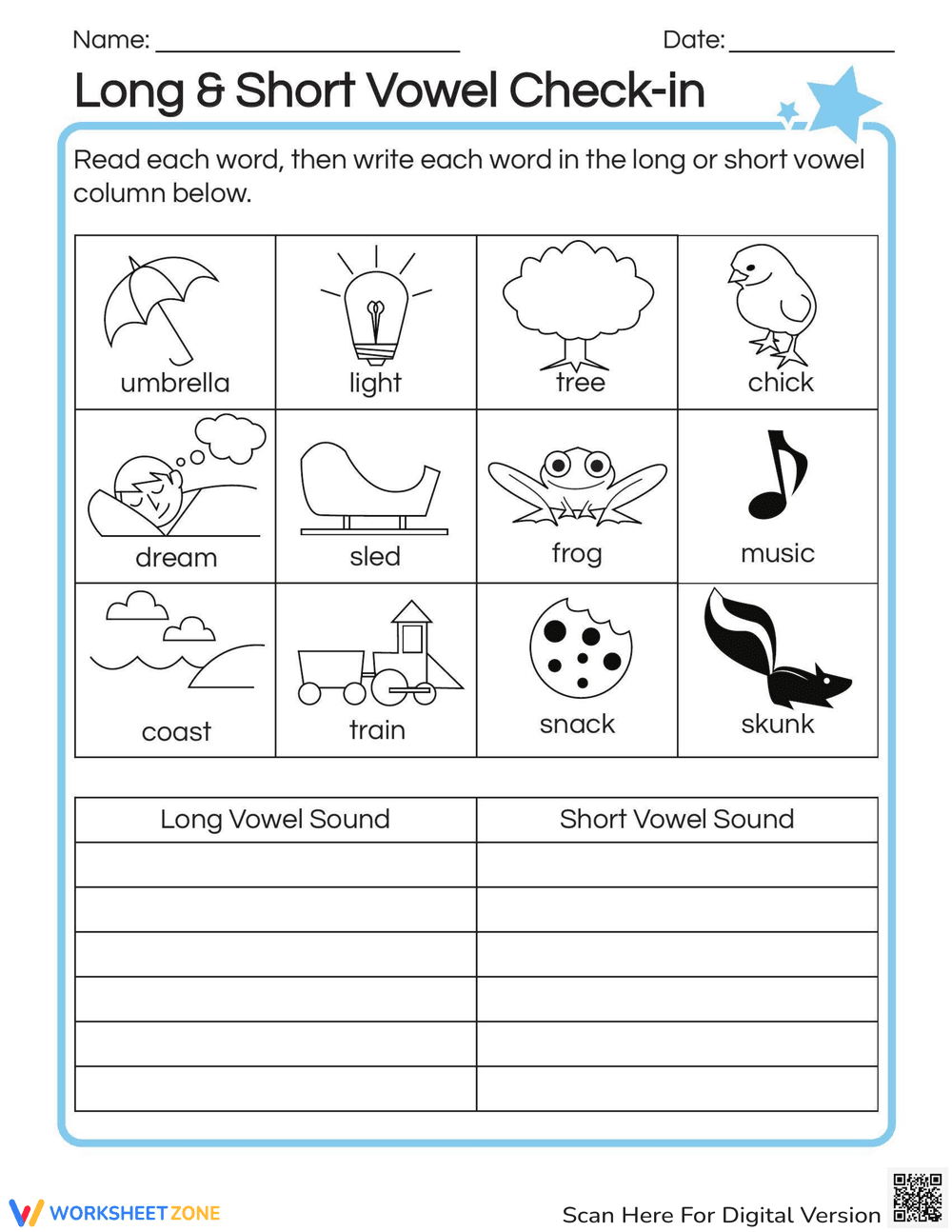 Long & Short Vowel Check-in - Page 1
