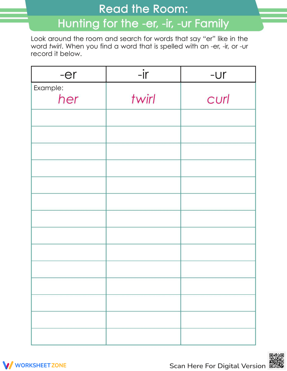 Hunting for -er, -ir, -ur Family - Page 1