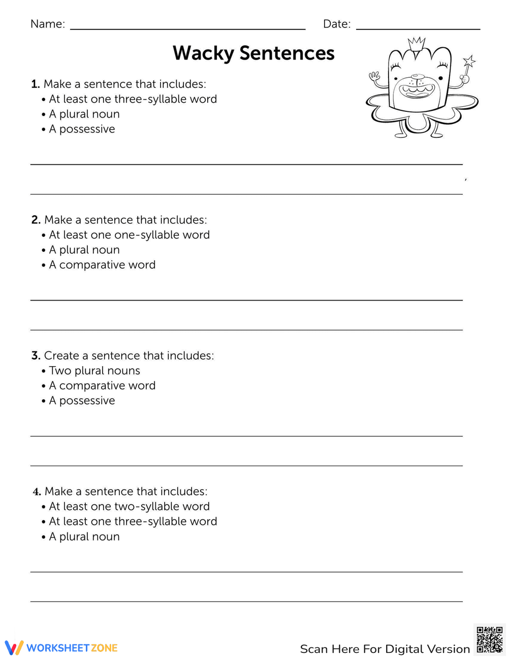 Wacky Sentences - Page 1