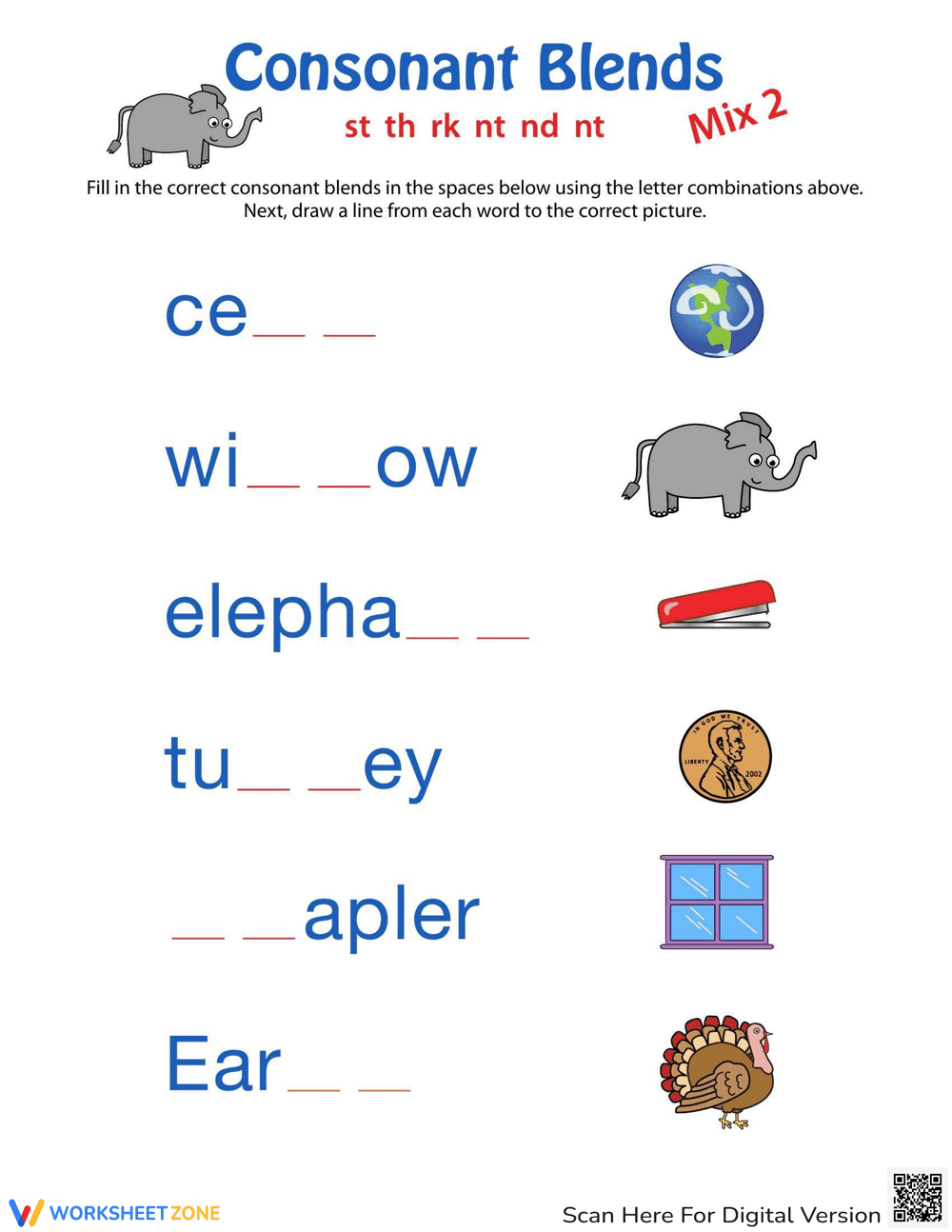 Interactive Consonant Blends Activity for Kids - Page 1