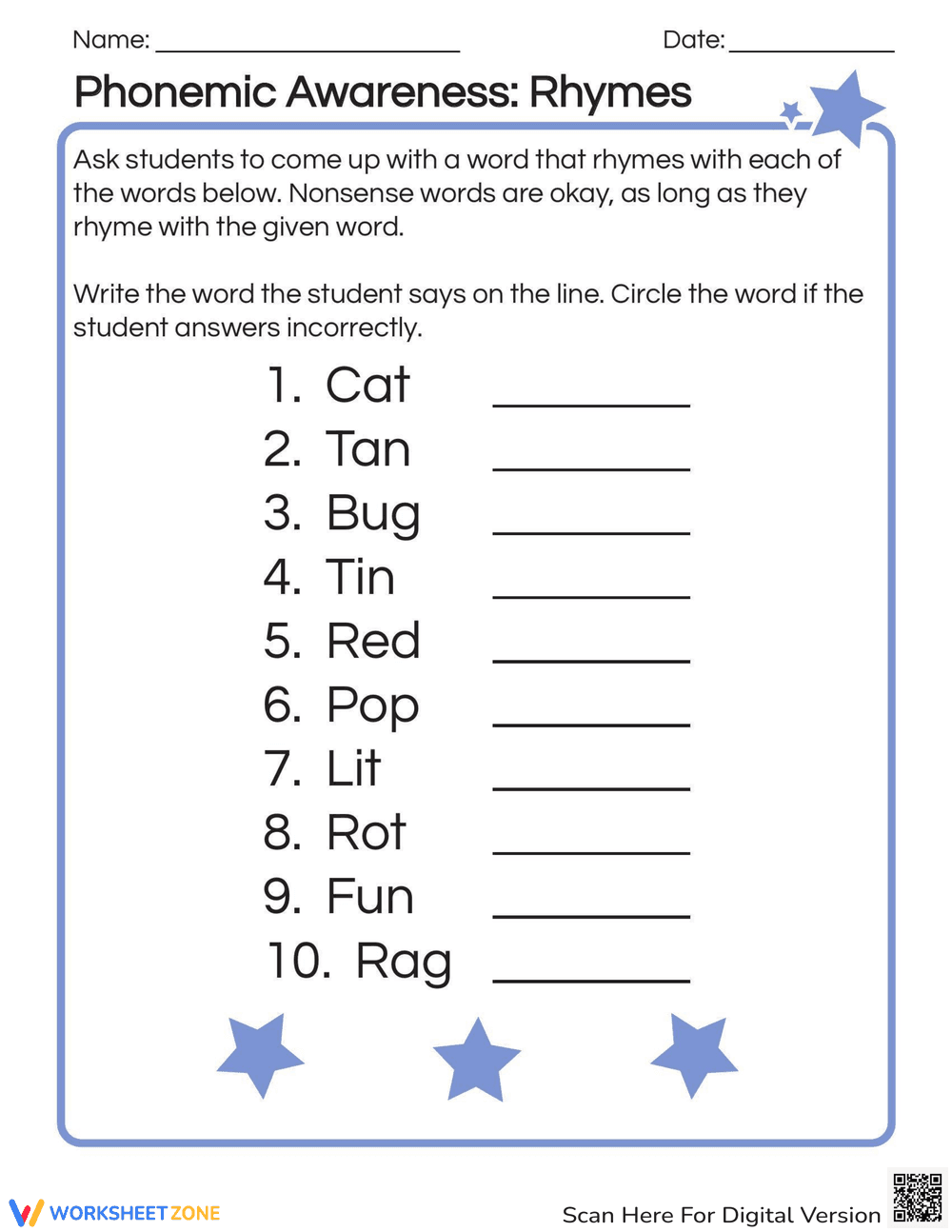 Phonemic Awareness: Rhymes - Page 1