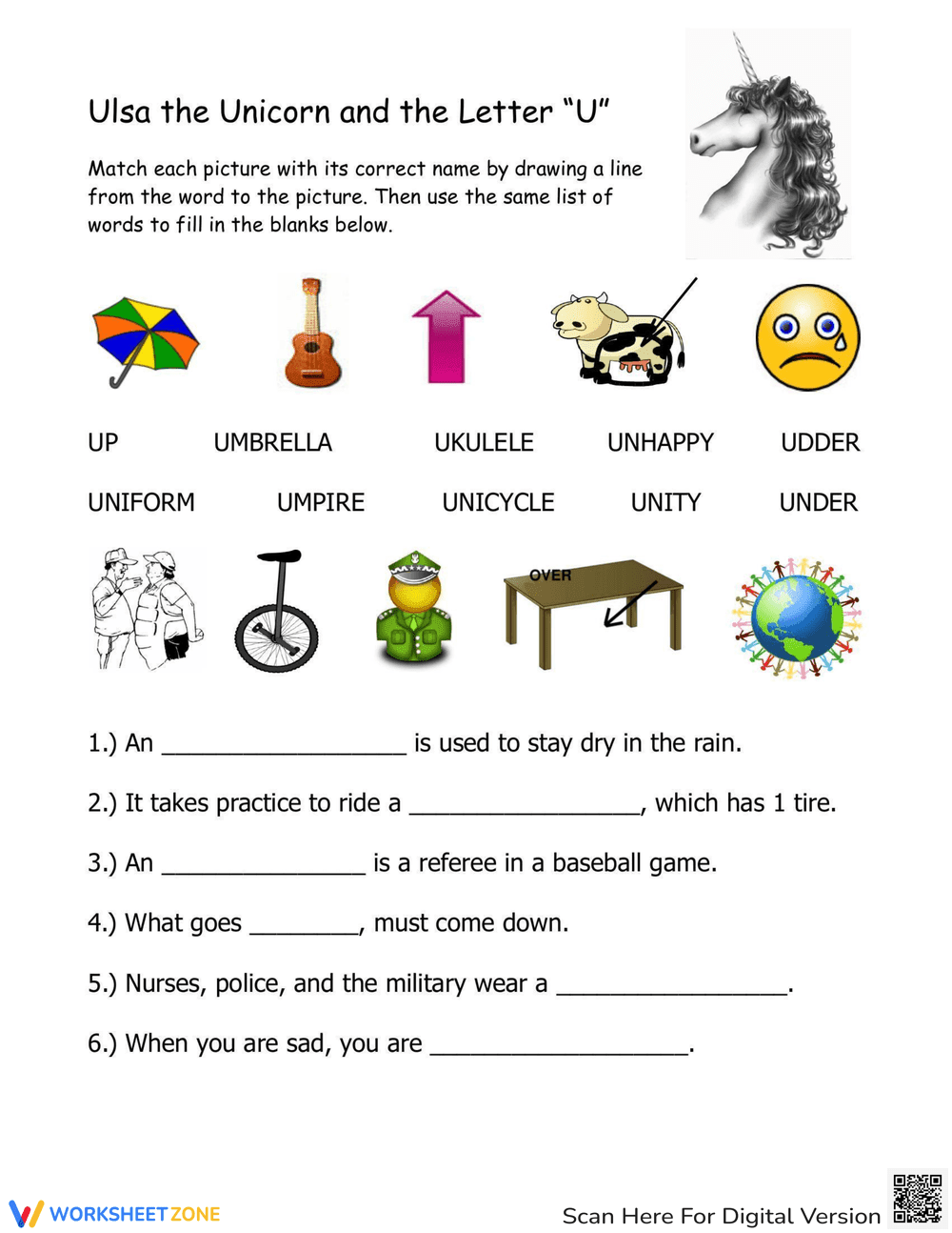 Learn the Letter U with Ulsa the Unicorn - Page 1