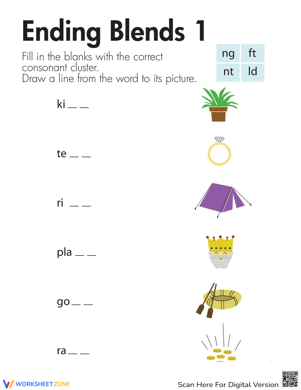 Consonant Ending Blends Practice for Kids - Page 1