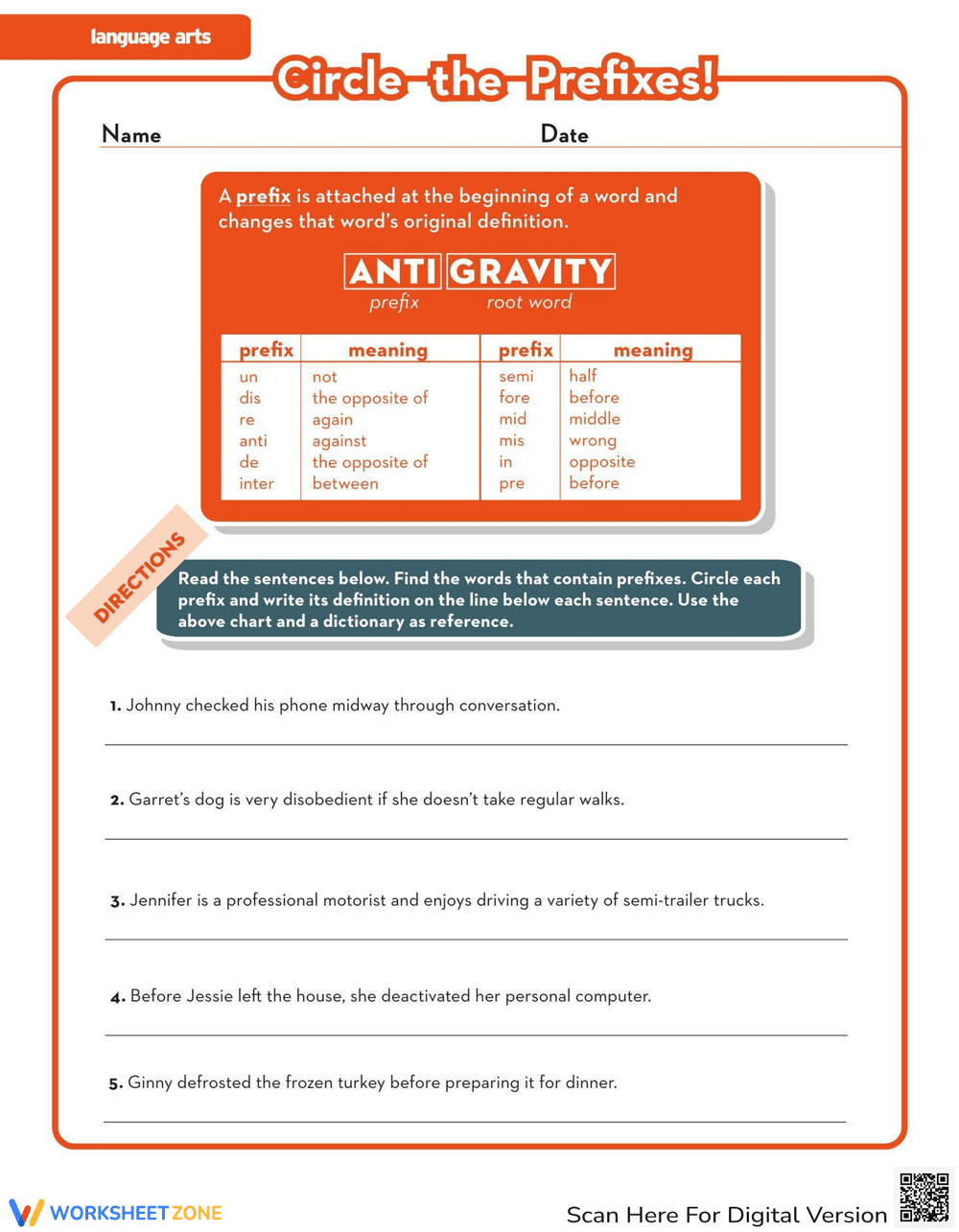 Circle the Prefixes! - Page 1