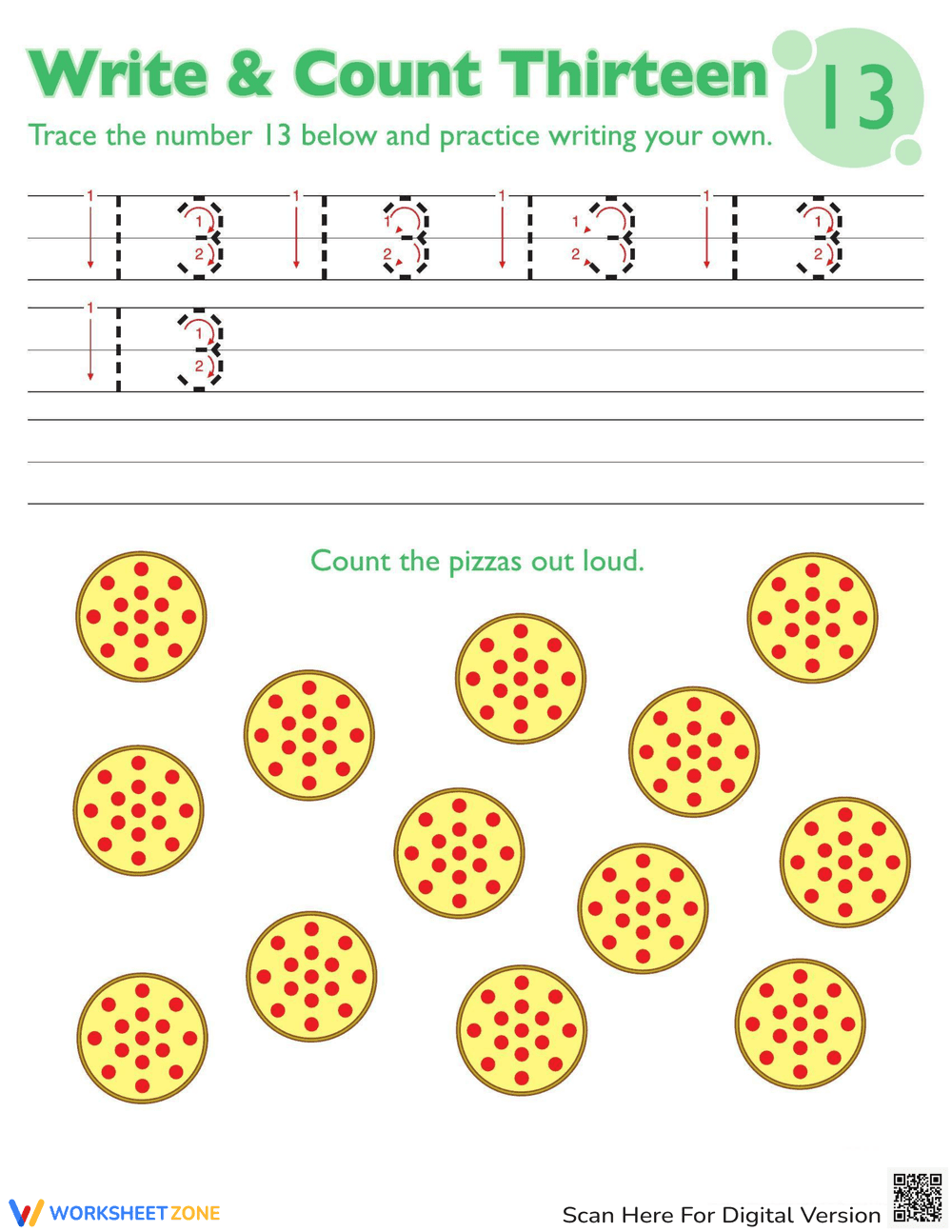 Trace the Number 13 - Page 1