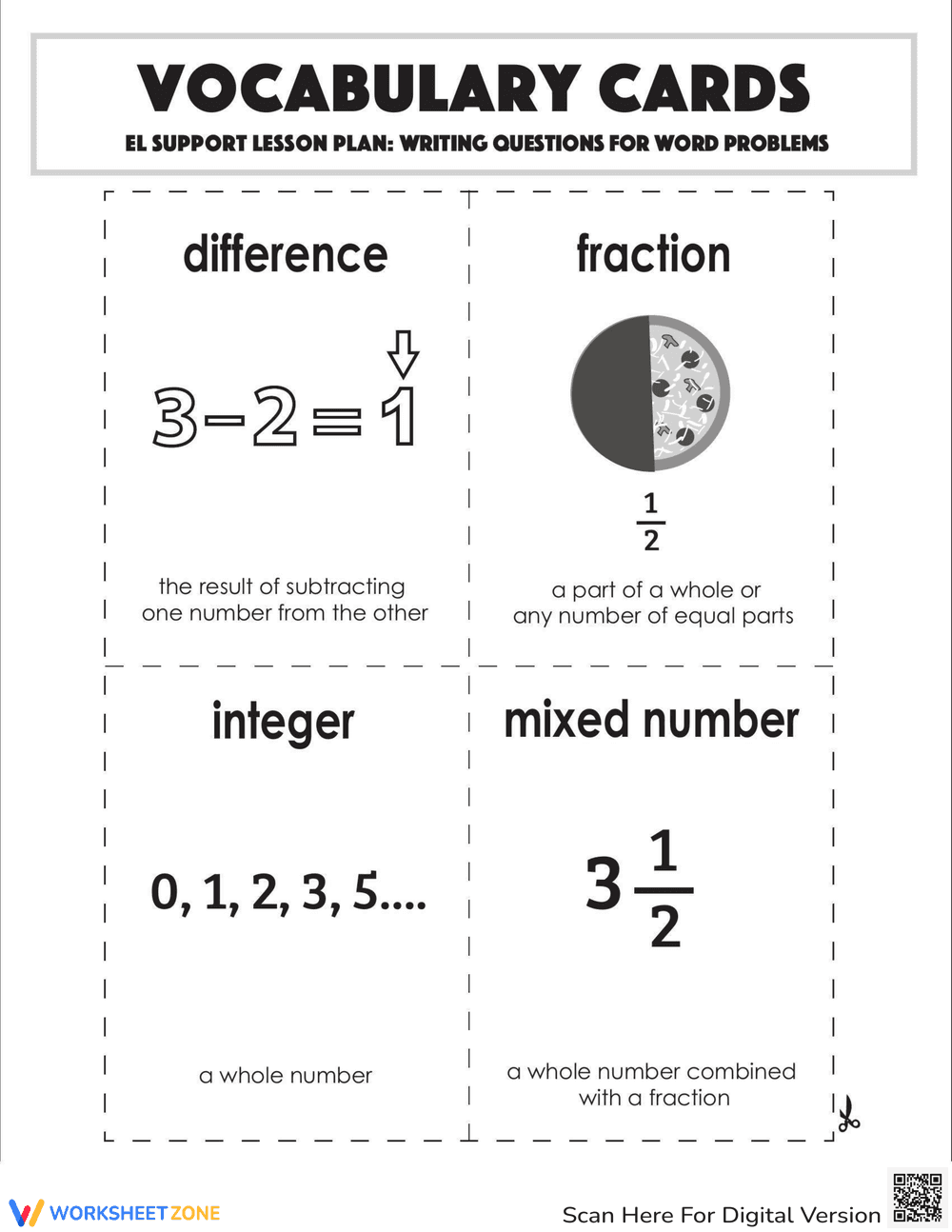 Vocabulary Cards Writing Questions for Word Problems - Page 1