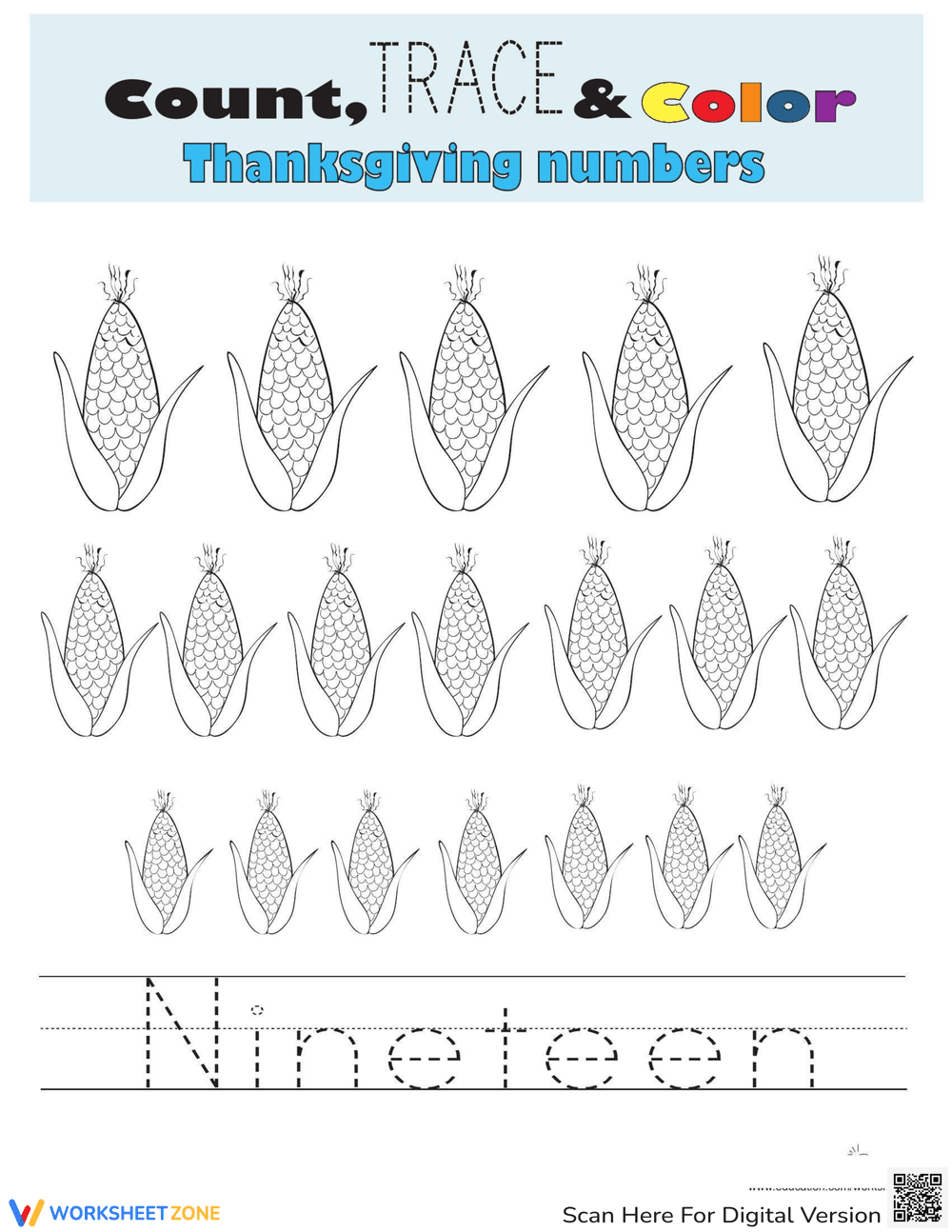 Count, Trace, and Color Number 19 - Page 1