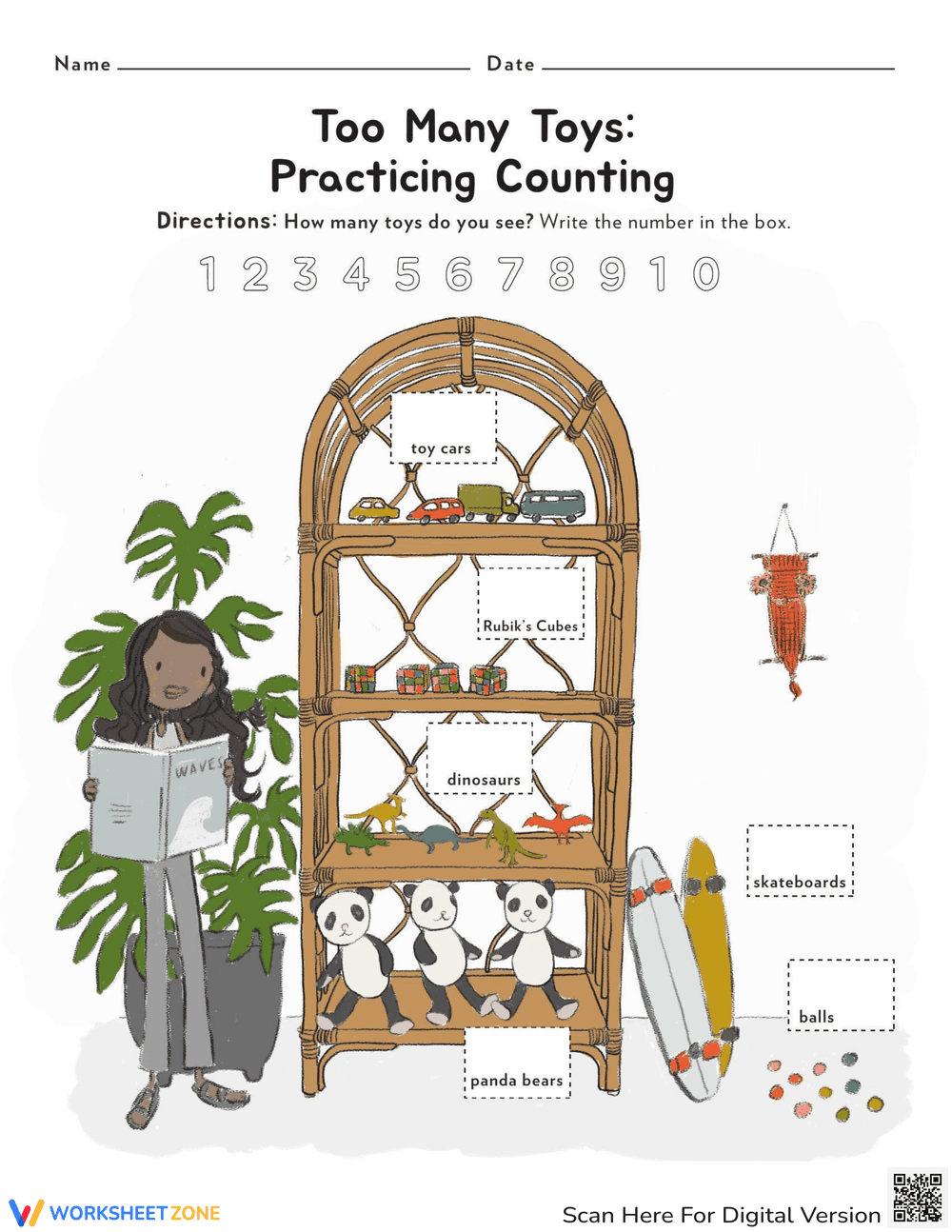 Subtraction Worksheet: Too Many Toys - Page 1