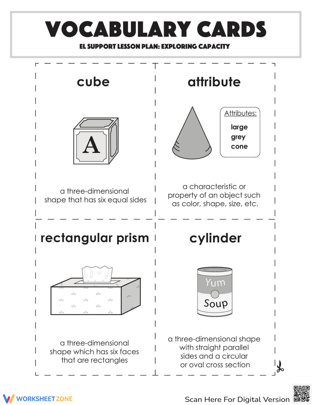 Vocabulary Cards: Exploring Capacity - Page 1